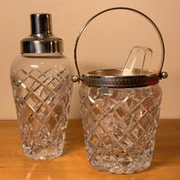 Set vintage shaker e secchiello cristallo argento