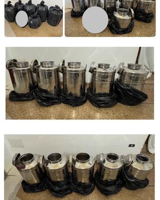 Lotto 6 fusti olio 50L Inox-Fondo saldato a rullo