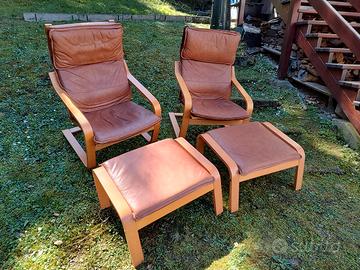 coppia Ikea Poäng vintage in pelle