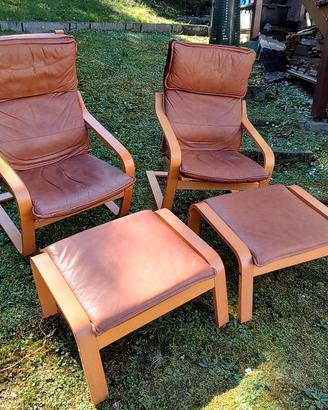 coppia Ikea Poäng vintage in pelle