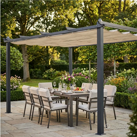 Gazebo 3x4 mt in alluminio antracite con telo ecrù