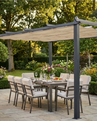 Gazebo 3x4 mt in alluminio antracite con telo ecrù