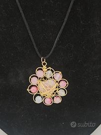 collana con pendente giada persiana,agata cuire
