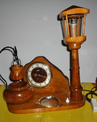 Soprammobile vintage legno con Orologio Kaiser