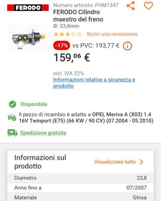 Pompa freno nuova OPEL