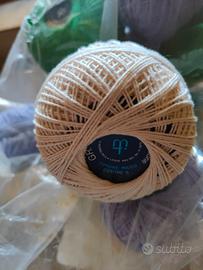 7 Gomitoli Cotone Ricco n. 5 - Beige Naturale 