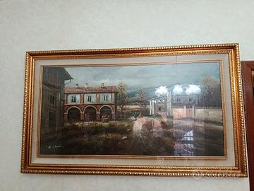 quadro con paesaggio di campagna 
