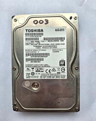 HDD 1TB SATAIII TOSHIBA DT01ACA100 15k Hrs SmartOK