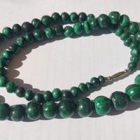 Collana in malachite naturale, lunghezza 60 cm