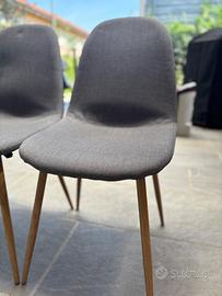 4 sedie grigie in legno e tessuto Potiron Paris