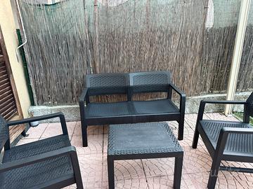 Salottino da giardino effetto rattan - 4 pezzi