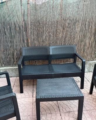 Salottino da giardino effetto rattan - 4 pezzi