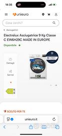 ASCIUGATRICE ELECTROLUX EW6H29C 9kg - NUOVA
