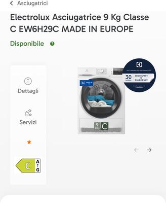 ASCIUGATRICE ELECTROLUX EW6H29C 9kg - NUOVA