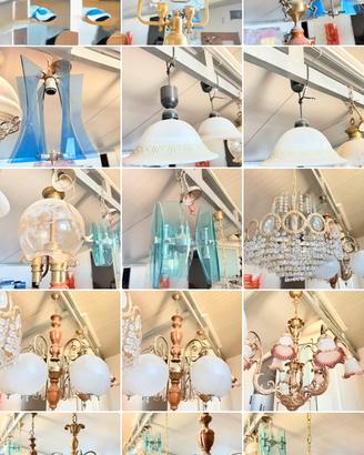 Stock 12 lampadari Vintage e antichi intero blocco