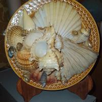 Piatto in ceramica da parete con conchiglie