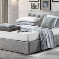 Letto matrimoniale, con imbottitura e cassettone