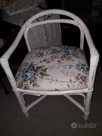 Poltroncina in bambù anni '80 con cuscino rifatto