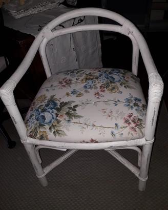 Poltroncina in bambù anni '80 con cuscino rifatto