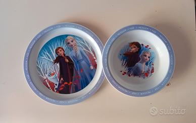 Frozen Elsa e Anna lotto 2 piatti plastica bimbi 