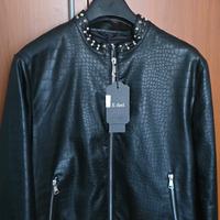 Chiodo effetto Coccodrillo con Borchie col. Nero

