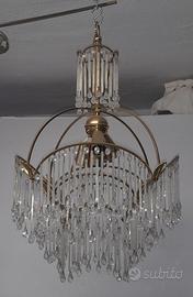 Lampadario 4 luci vintage Art Déco ottone dorato