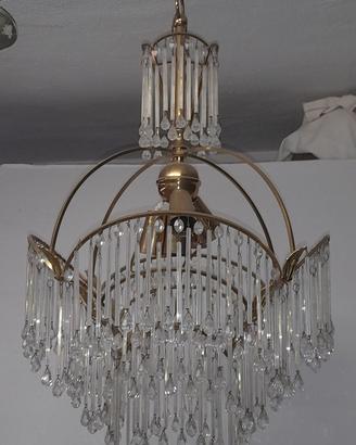 Lampadario 4 luci vintage Art Déco ottone dorato