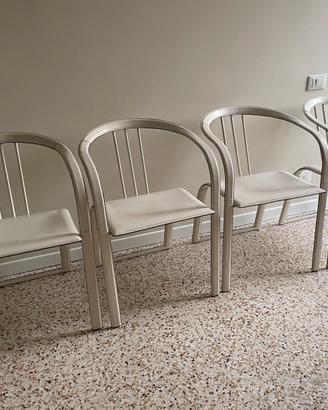 Set 4 sedie vintage in cuoio bianco crema