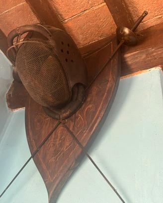 Decorazione da parete medioevale maschera scherma