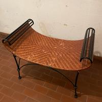 Panca in ferro battuto e vimini