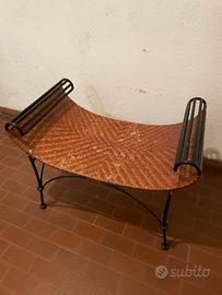 Panca in ferro battuto e vimini