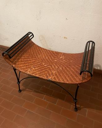 Panca in ferro battuto e vimini