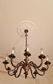 Lampadario vintage 8 Luci ottone/bronzo candele