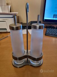 set di oliera e acetiera vetro e acciaio