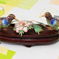 Coppia Uccelli Cloisonné Vintage