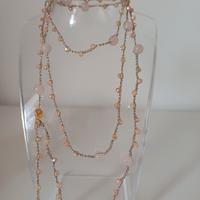 Collana artigianale cristalli e quarzo rosa