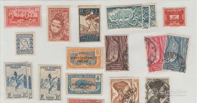 44 Francobolli Colonie Francesi 1905/1955 in busta