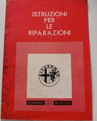 Libretto Alfa Romeo alternatore uso e manutenzione