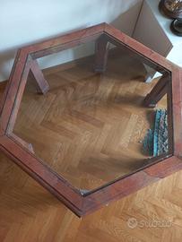 Tavolo vintage esagonale in cristallo