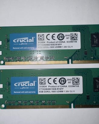 RAM Crucial DDR3 16Gb per PC desktop