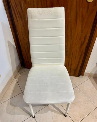 Sei sedie moderne in ecopelle bianca