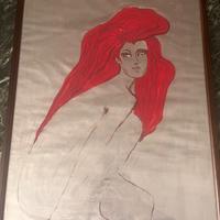Quadro d’autore ritratto donna capelli rossi