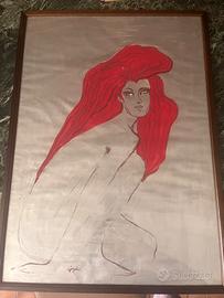 Quadro d’autore ritratto donna capelli rossi