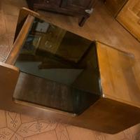 Mobile basso da Salotto in legno/vetro, con ruote