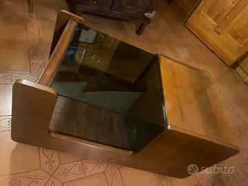Mobile basso da Salotto in legno/vetro, con ruote