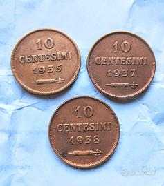 **3x 10 centesimi San Marino 1935 1937 1938**