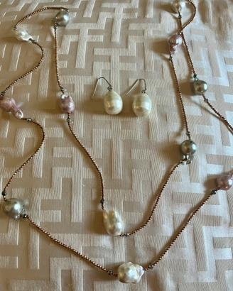 Collana perle e orecchini perle scaramazze