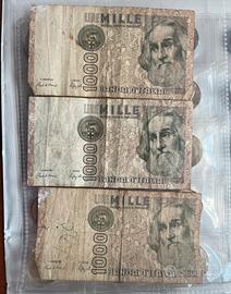 Lotto 3 Banconote 1000 Lire Verdi