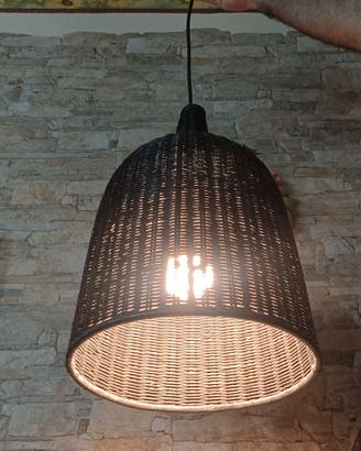 Lampadario in rattan colore nero a sospensione 