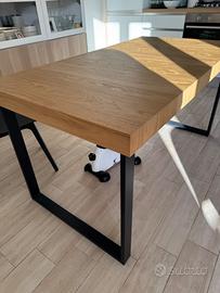 Tavolo allungabile,impiallacciatura di rovere/nero